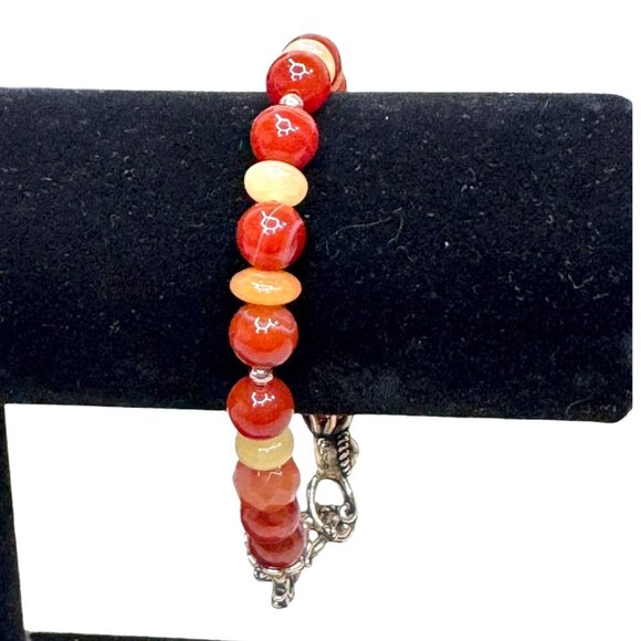 Carolyn Pollack Red Coral Gemstone Sterling Silver Bracelet 8" Southwest Style - Picture 2 of 7